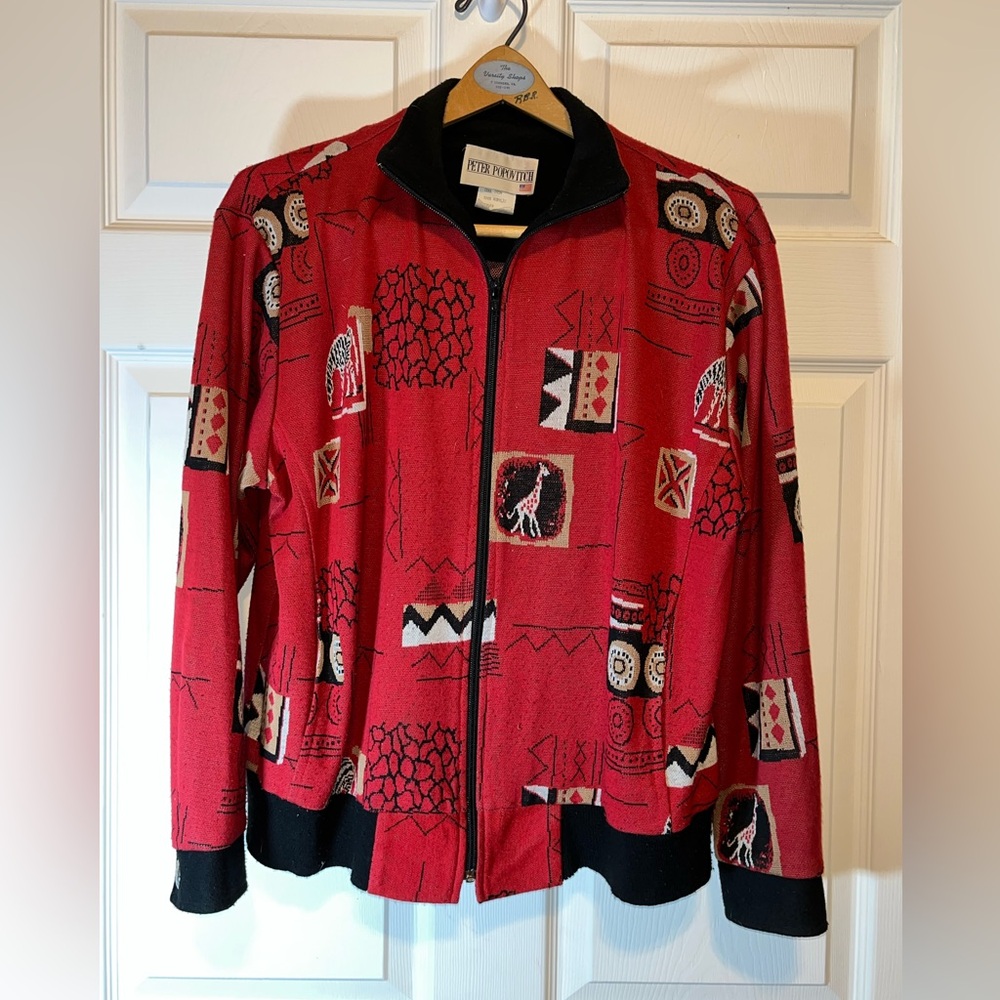 VTG Peter Popovitch Red Patterned Women's Blazer